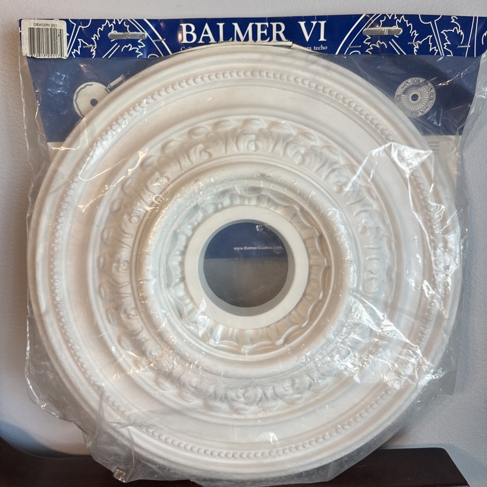 17.75" Balmer VI Decorative Floral Chandelier Ceiling Medallion Paintable Round